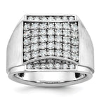 14k White Gold Mens Polished and Satin 1.5 Carat AA Quality Diamond Cluster Ring