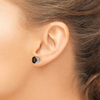 14kw 7mm Round Checker-Cut Smoky Quartz Earrings
