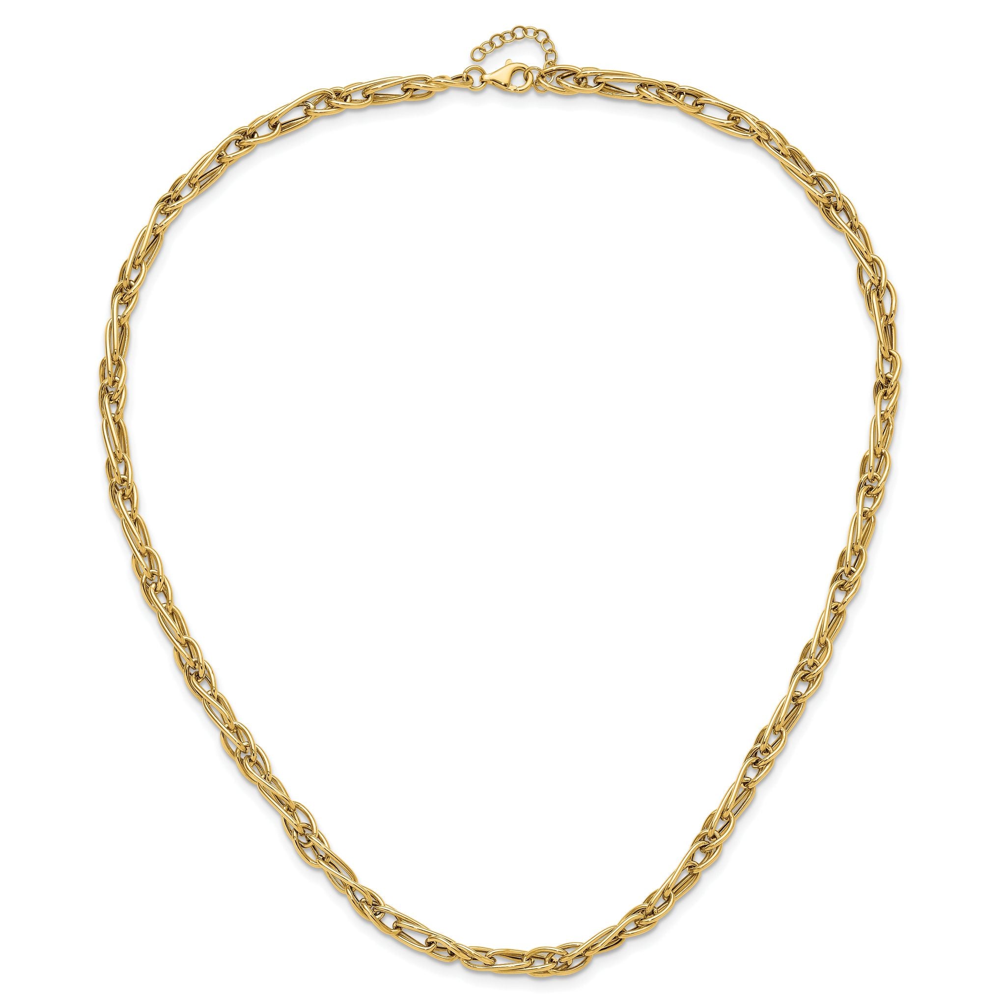 10K Polished Fancy Link w/1in ext. Necklace