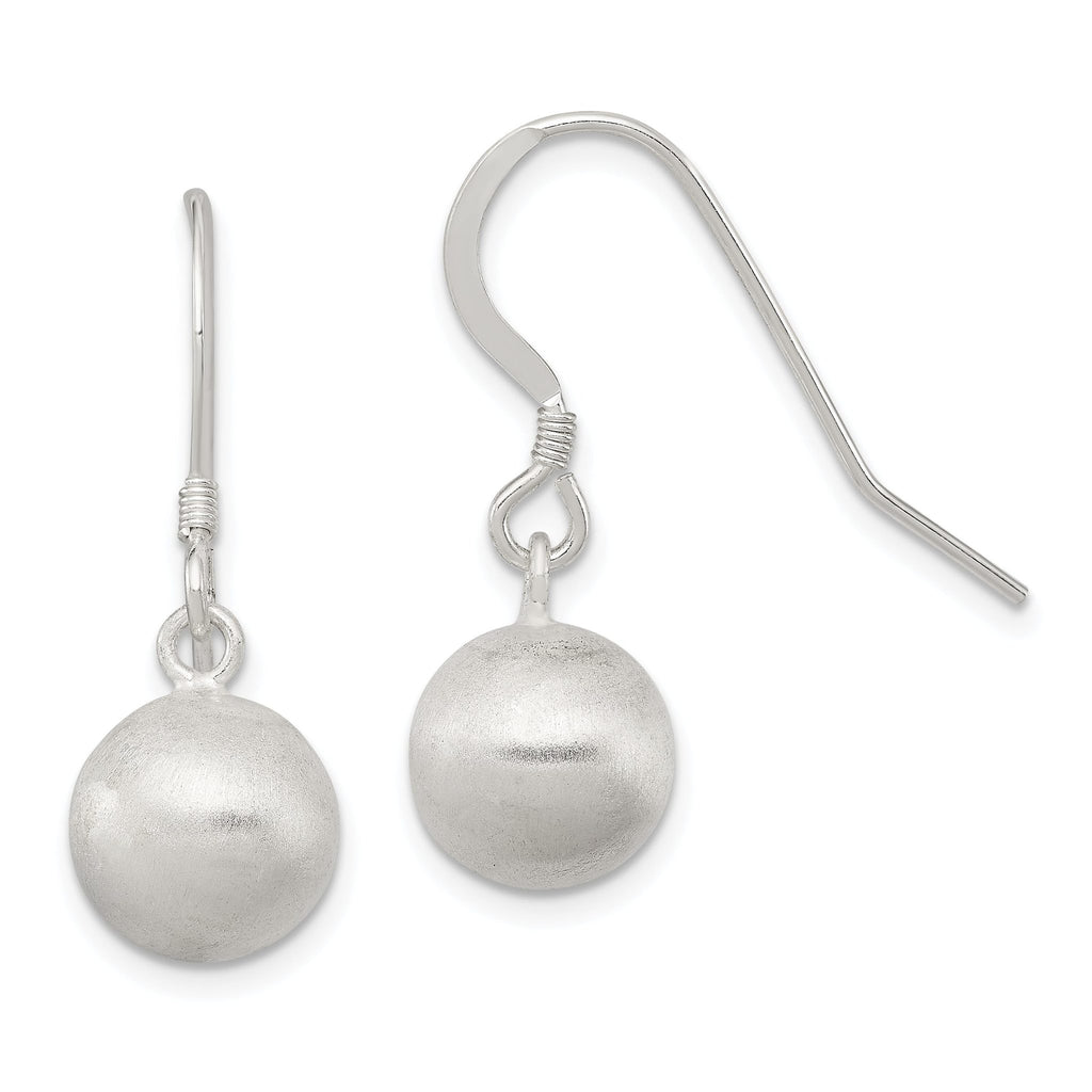 Sterling Silver 925 Polished Laser-Cut Ball Drop Earrings with Anti-Tarnish Finish