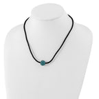 1928 Jewelry Black-plated Teal Glass Stones Fireball Adjustable 16 inch Satin Cord Necklace with 3 inch extension