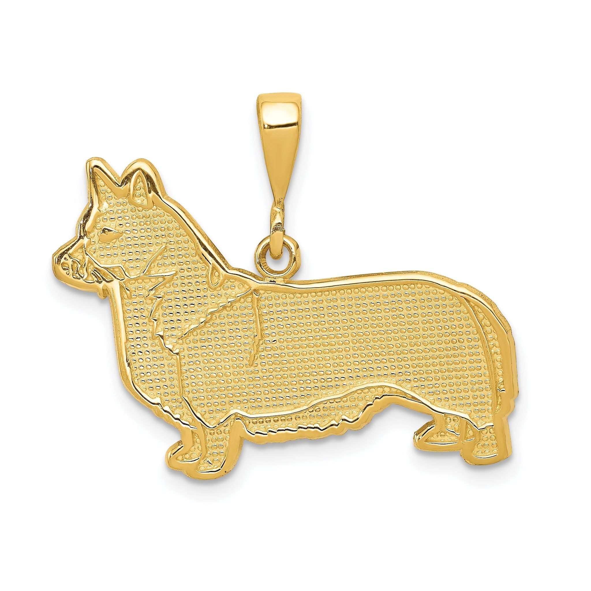 14k Textured Welsh Corgi Dog Pendant Main image