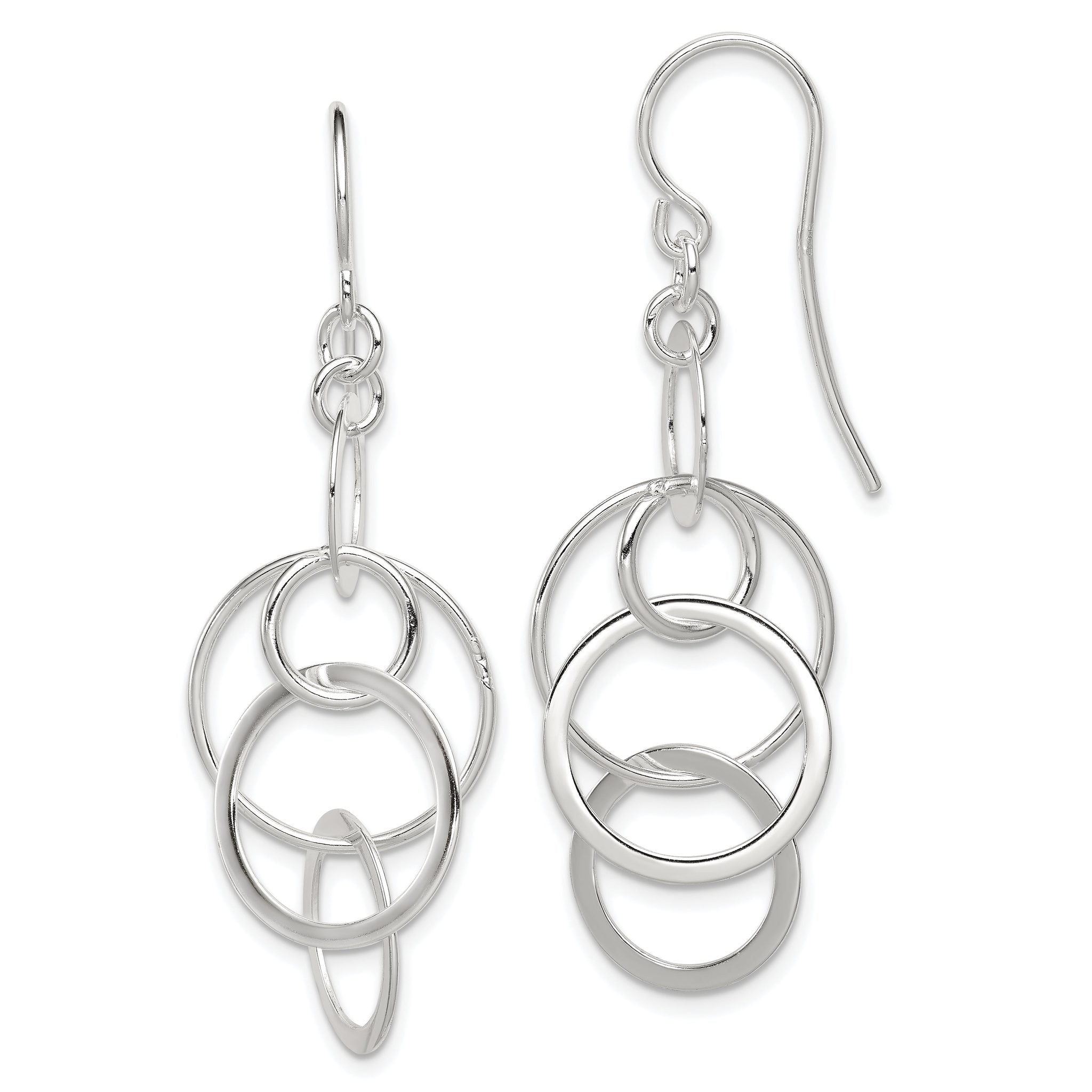 Sterling Silver Polished Intertwined Circles Dangle Earrings Main image