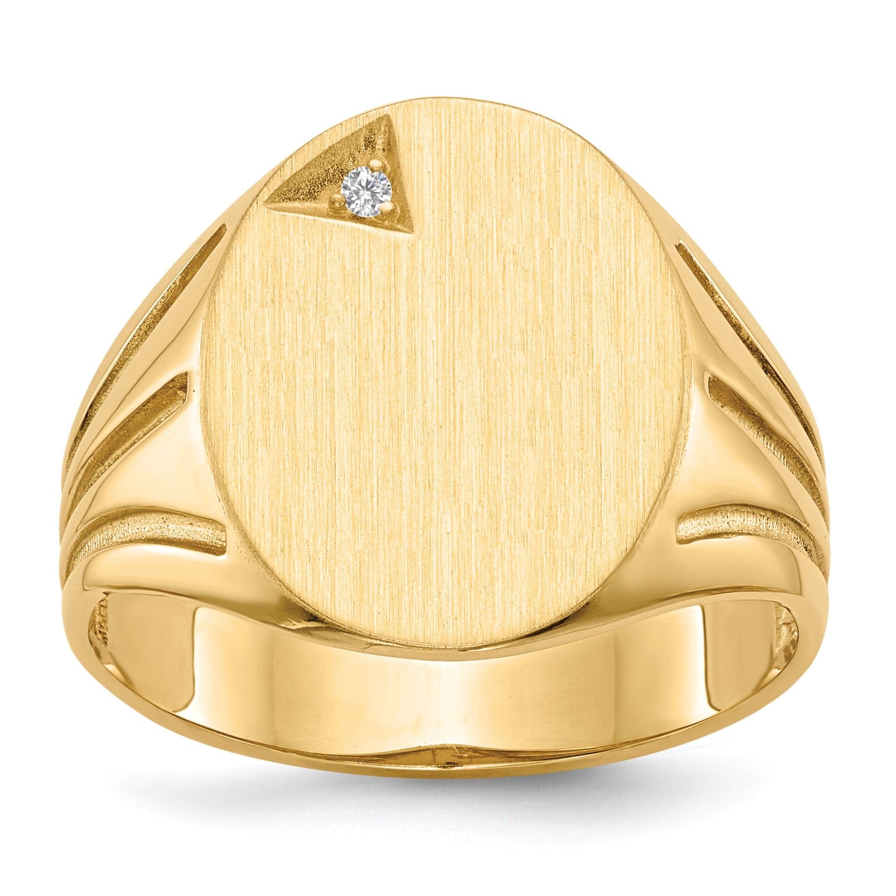 14k 16.0x14.0mm Open Back AA Diamond Men's Signet Ring Main image