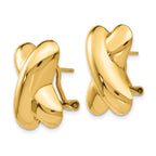 14k Polished X Omega Back Post Earrings