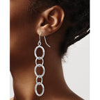 14k White Gold Diamond Cut Circle Dangle Earrings