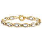 10K Yellow w/Rhodium-plated Polished Bracelet
