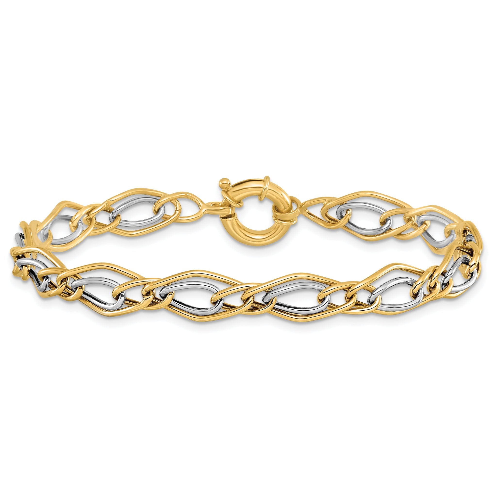 10K Yellow w/Rhodium-plated Polished Bracelet