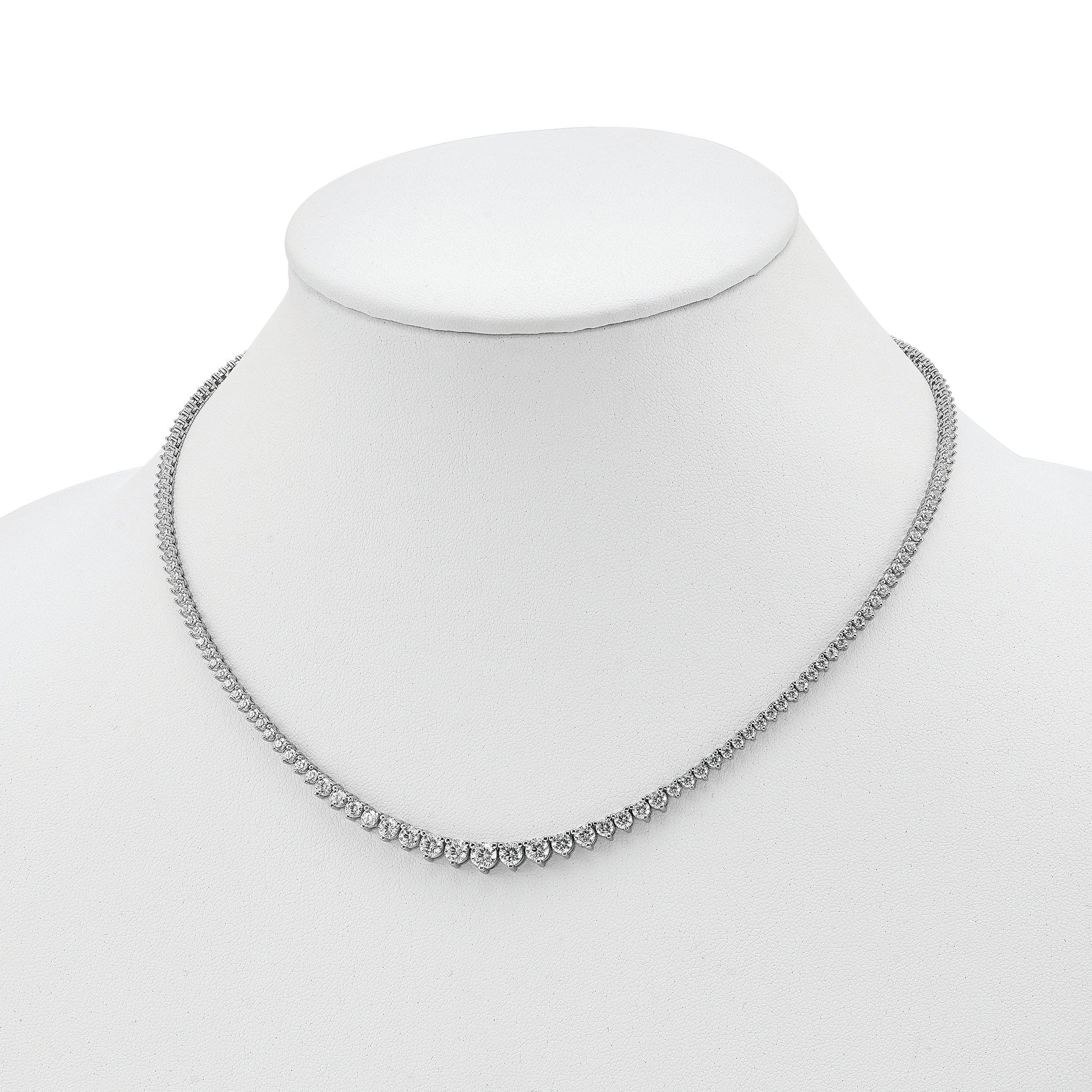 Sterling Shimmer Sterling Silver Rhodium-plated 17 inch 180 Stone Graduated CZ Necklace Secondary image