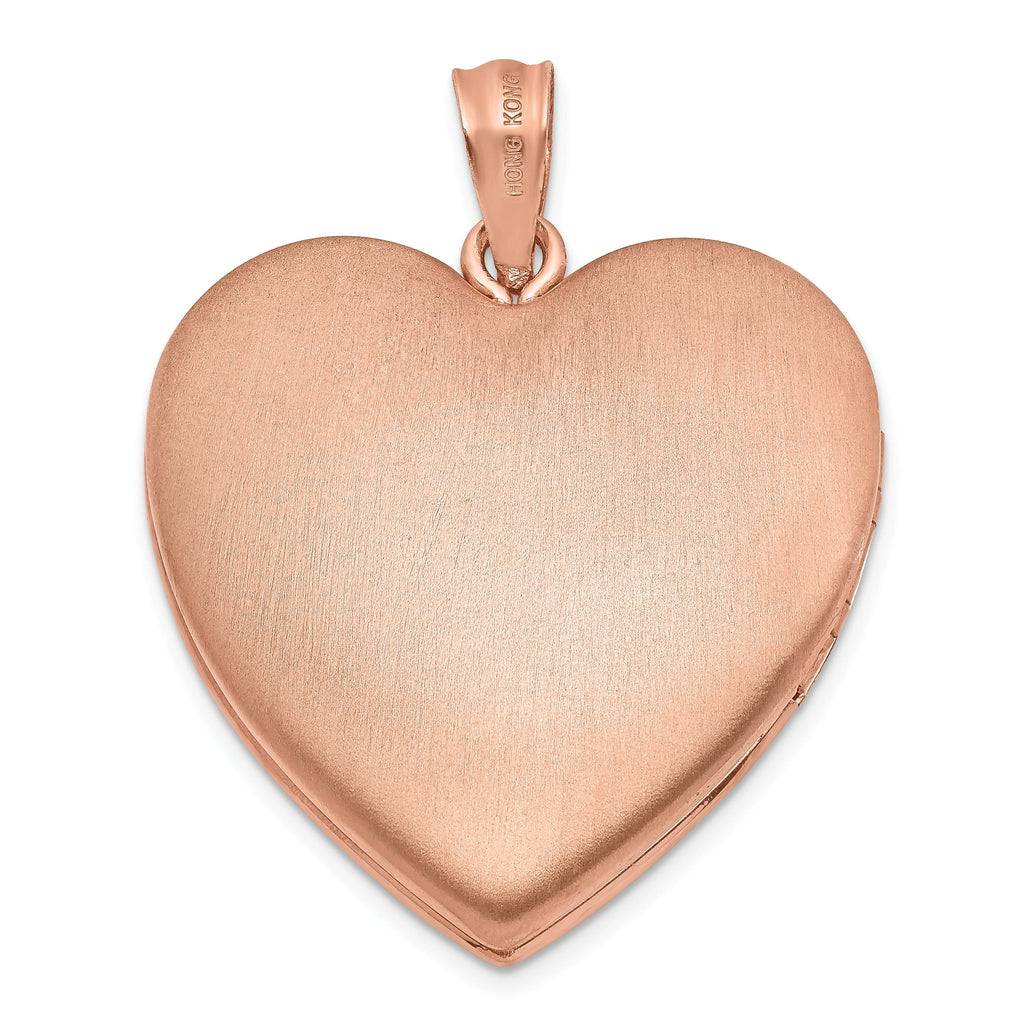 Sterling Silver Rose Gold-plated 24mm Scrolled Heart Family Locket