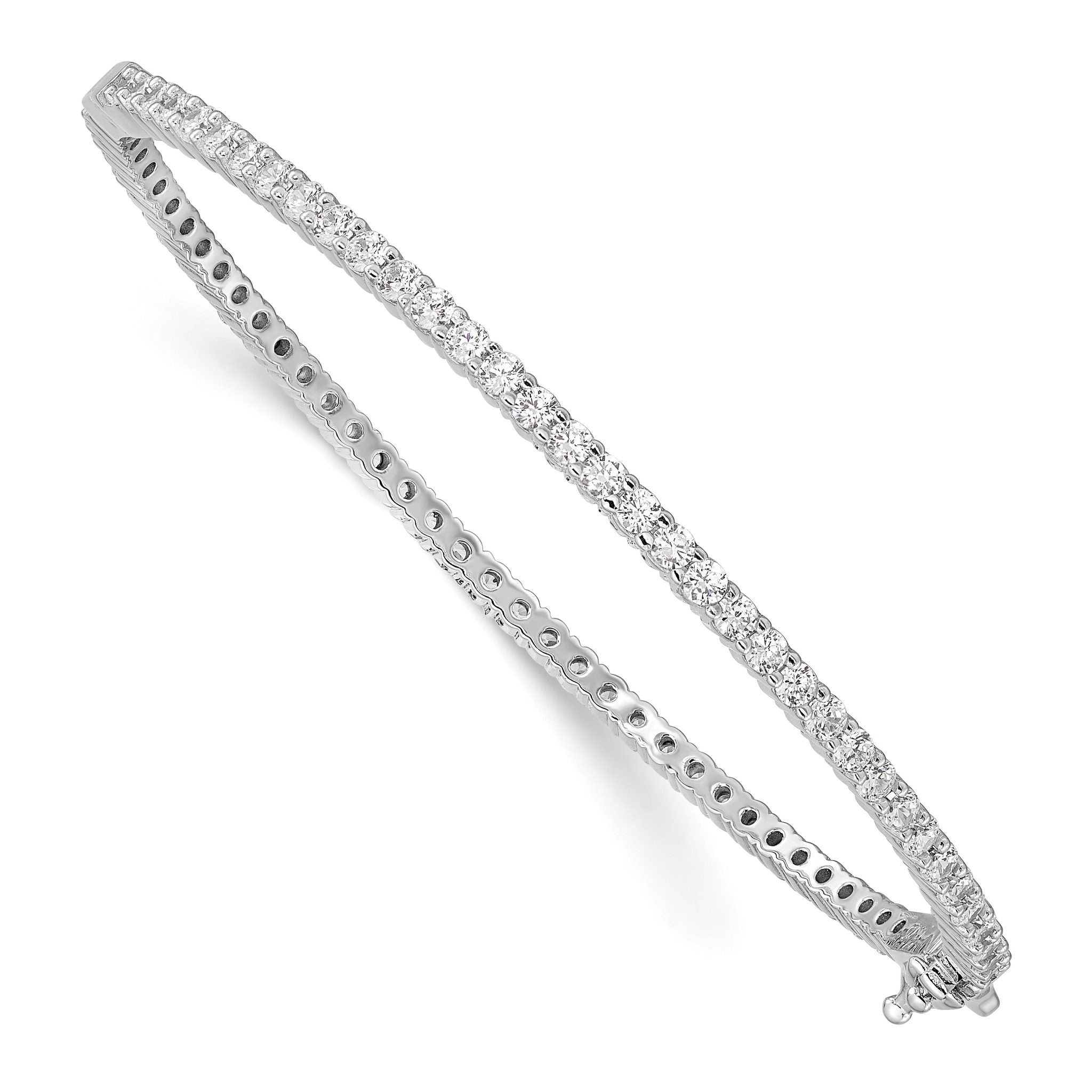 Sophia Jewelers Sterling Silver CZ Bangle with Polished Rhodium Finish Main image