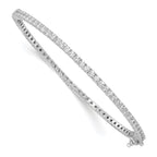 Sophia Jewelers Sterling Silver CZ Bangle with Polished Rhodium Finish
