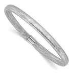 14K with White Rhodium Plating Polished Stretch Bracelet