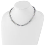 Sterling Silver Rhodium-plated 6-7mm Grey Near-Round Freshwater Cultured Pearl 16 inch Necklace