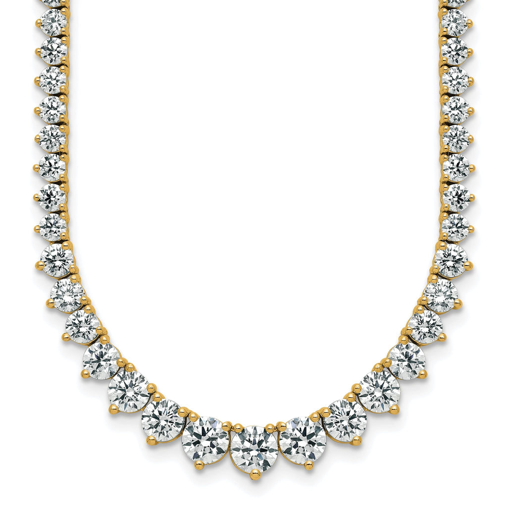 14k 16 1/3 carat Certified Lab Grown Diamond VS+ F+ Complete Round 18 inch Graduated Tennis Necklace