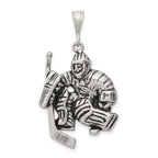 Sterling Silver 925 Men's Hockey Player Charm with Polished Finish