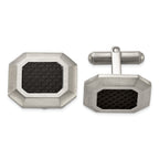 Stainless Steel Men's Jewelry Set with Black Carbon Fiber Inlay