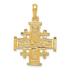 14K Gold Jerusalem Cross Pendant with Polished Reversible Design