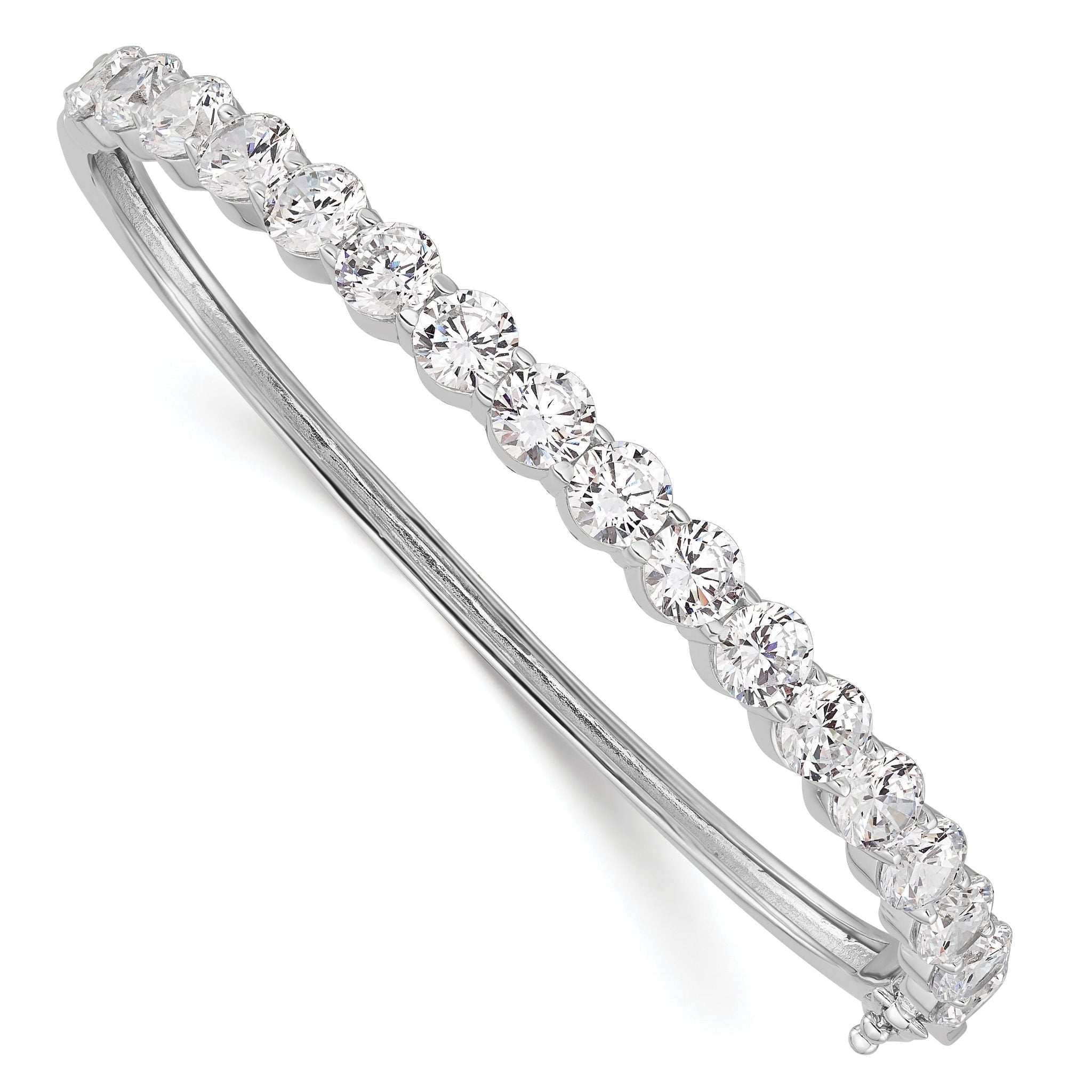 Sophia Jewelers Sterling Silver CZ Bangle with Rhodium Polish and Safety Clasp Main image