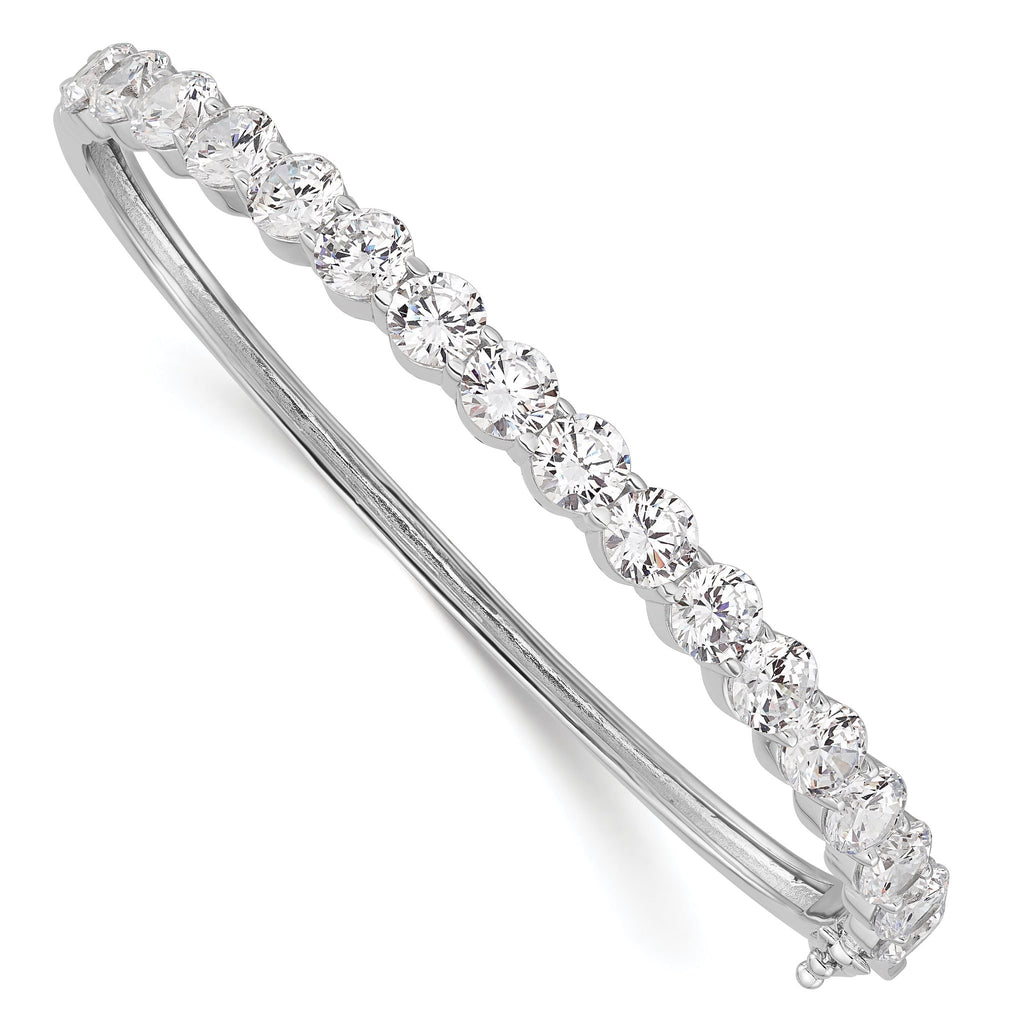 Sophia Jewelers Sterling Silver CZ Bangle with Rhodium Polish and Safety Clasp