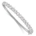Sophia Jewelers Sterling Silver CZ Bangle with Rhodium Polish and Safety Clasp