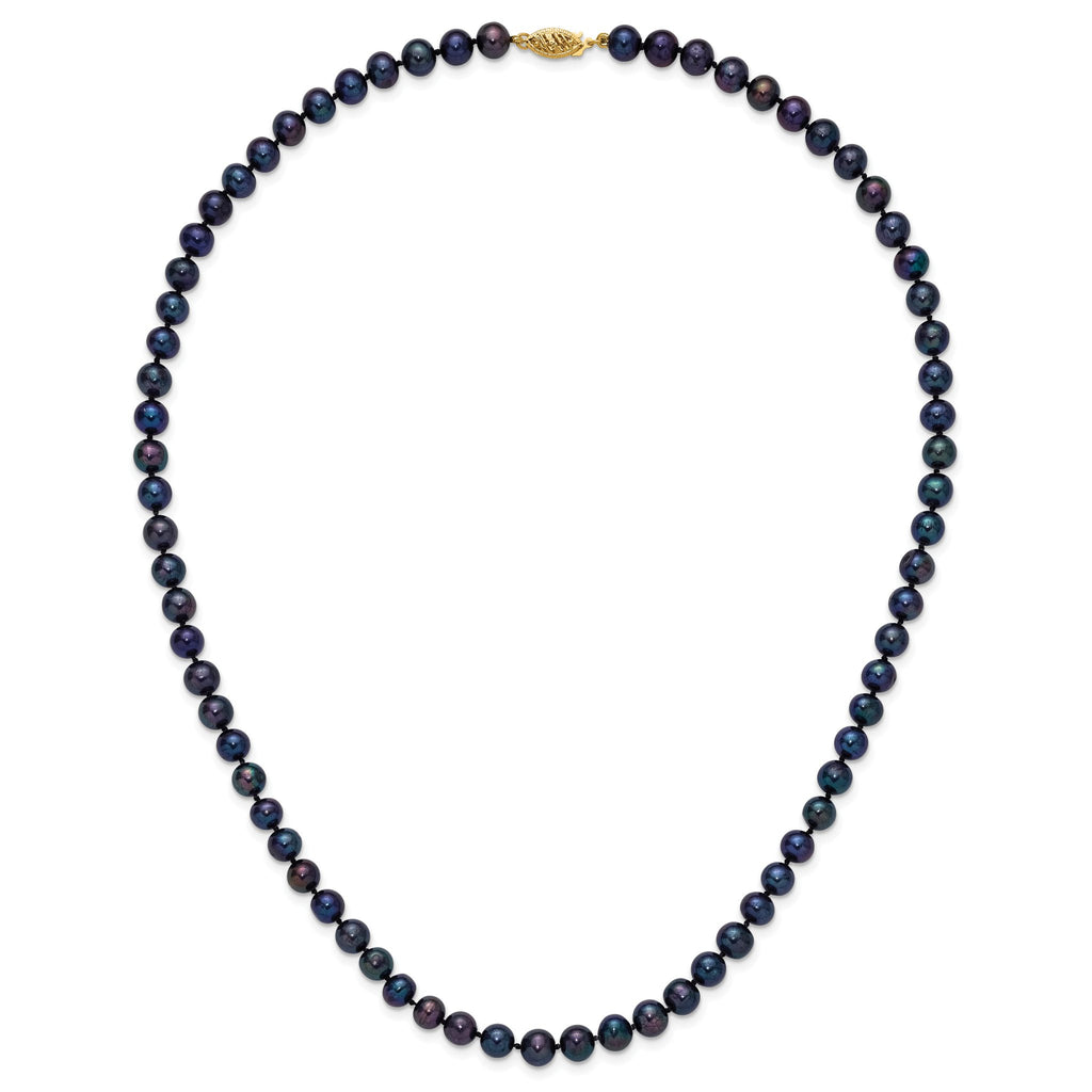 14k 6-7mm Black Near-Round Freshwater Cultured Pearl 7.5 inch Bracelet