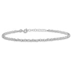 Sterling Silver Rhodium Diamond Cut Beaded w/1in ext. Anklet