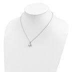 Sterling Silver Rhodium-plated 6-7mm White Button Freshwater Cultured Pearl 17 inch Necklace and Post Earrings Set