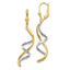 14K Two-Tone Gold Spiral Drop Earrings with Polished Finish Leverback