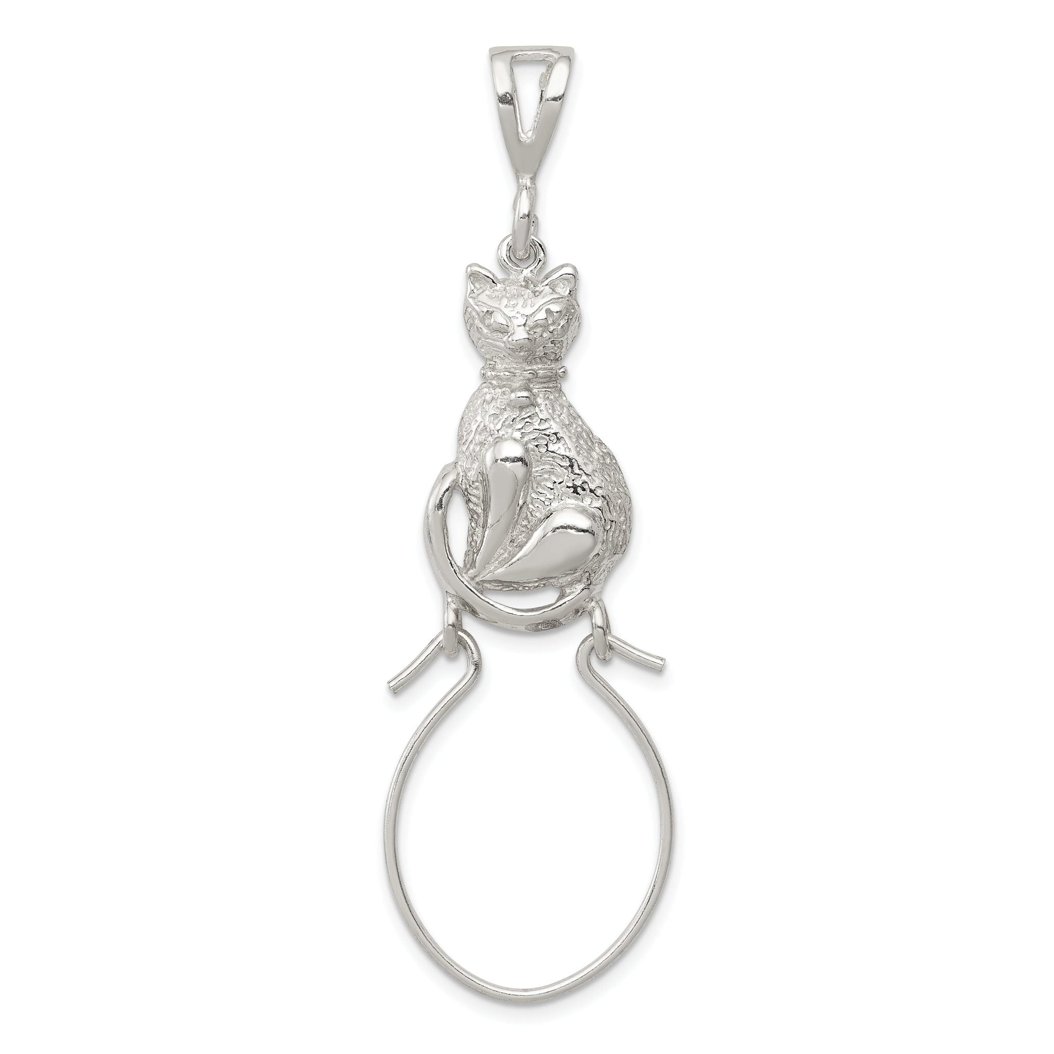 Sterling Silver 925 Cat Charm Pendant with Polished Anti-Tarnish Finish Main image