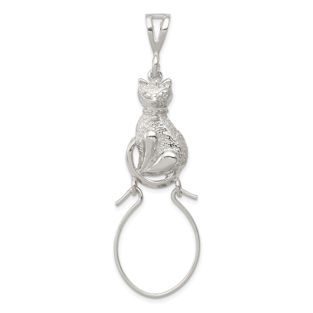 Sterling Silver 925 Cat Charm Pendant with Polished Anti-Tarnish Finish