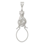 Sterling Silver 925 Cat Charm Pendant with Polished Anti-Tarnish Finish