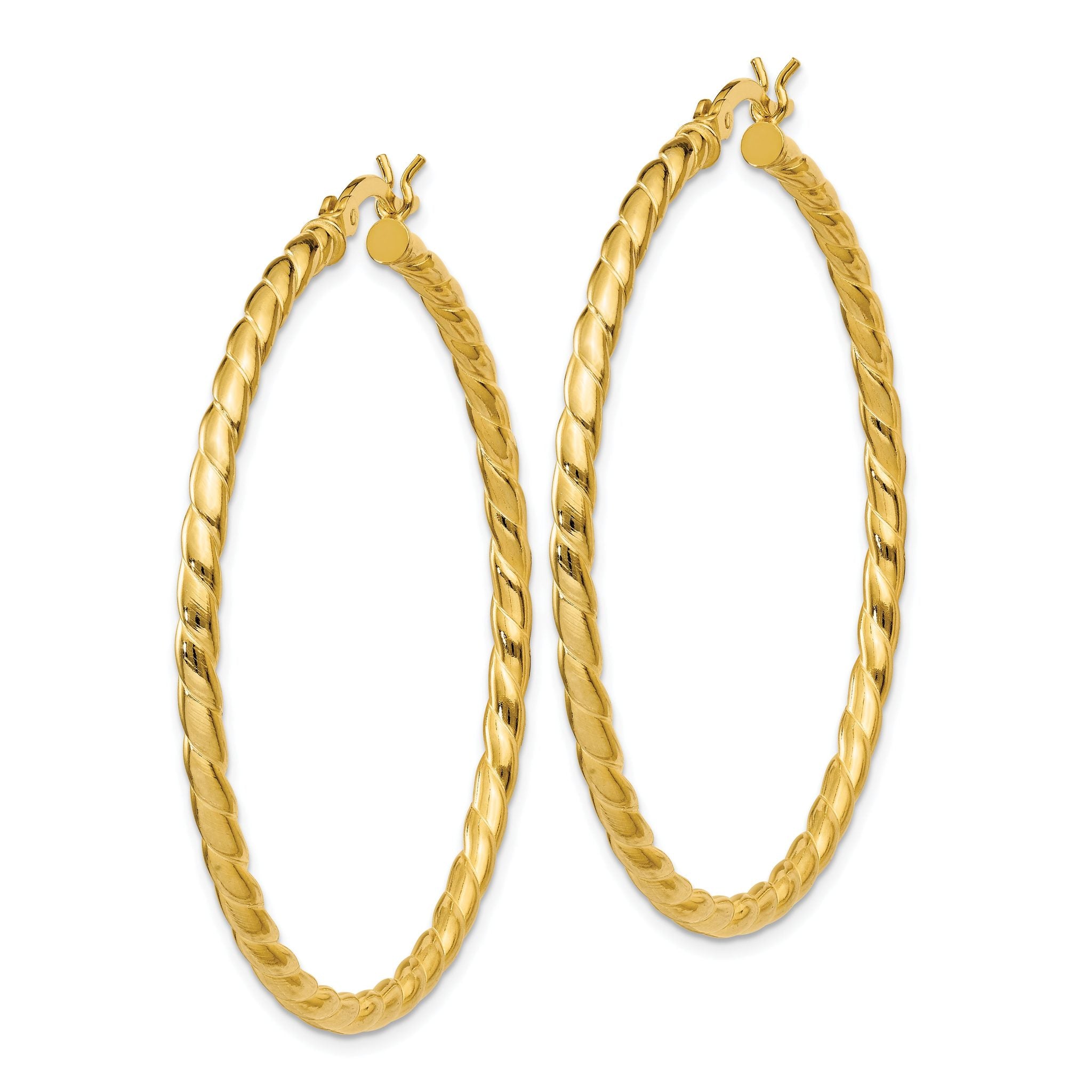 Sterling Silver Gold Flash Plated Twisted 3x45mm Hoop Earrings Secondary image