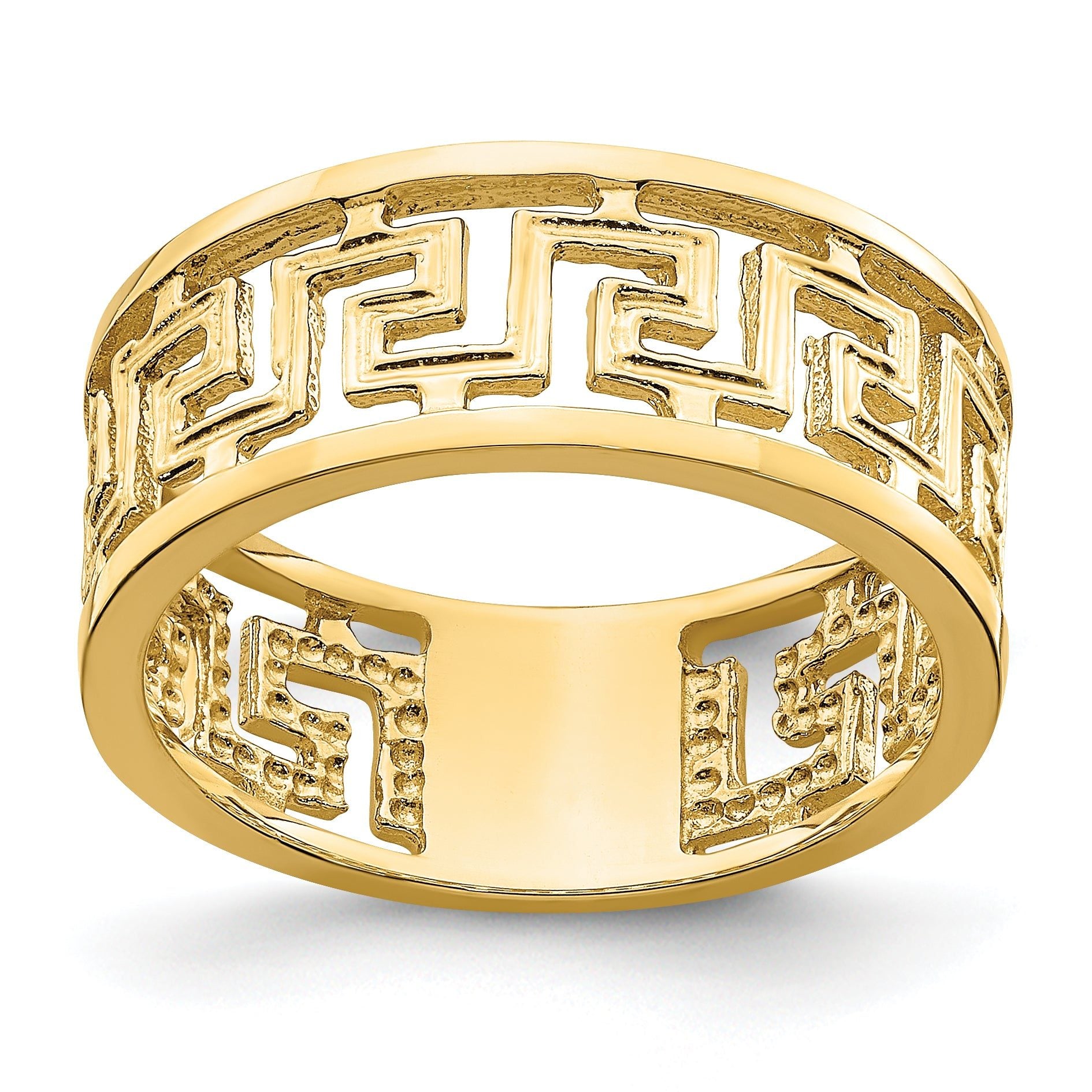 14K Polished Cut Out Greek Key Design Band Main image