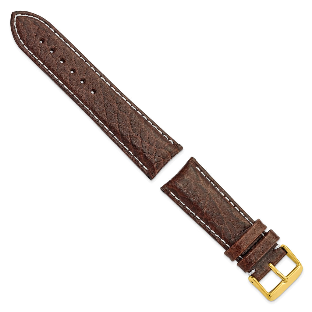 Sport Leather Watch Band in Dark Brown, 24mm