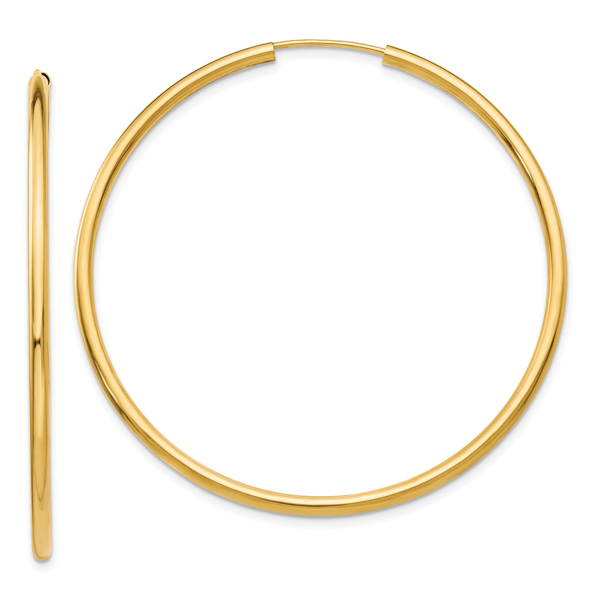 14k Polished Round Endless 2mm Hoop Earrings Main image