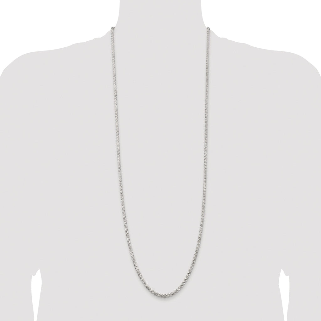 Sterling Silver Rhodium-plated 3mm Round Spiga Chain