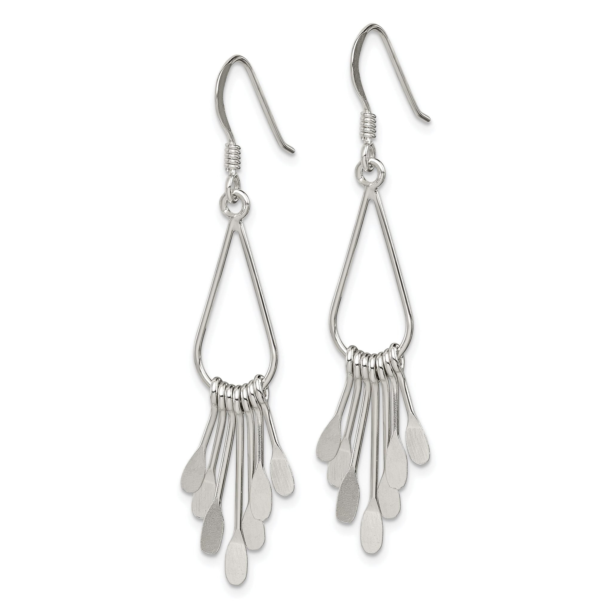 Sterling Silver Polished Fancy Teardrop Dangle Earrings Secondary image