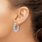 14k White Gold Polished 5.3mm Hollow Twisted Round Hoop Earrings