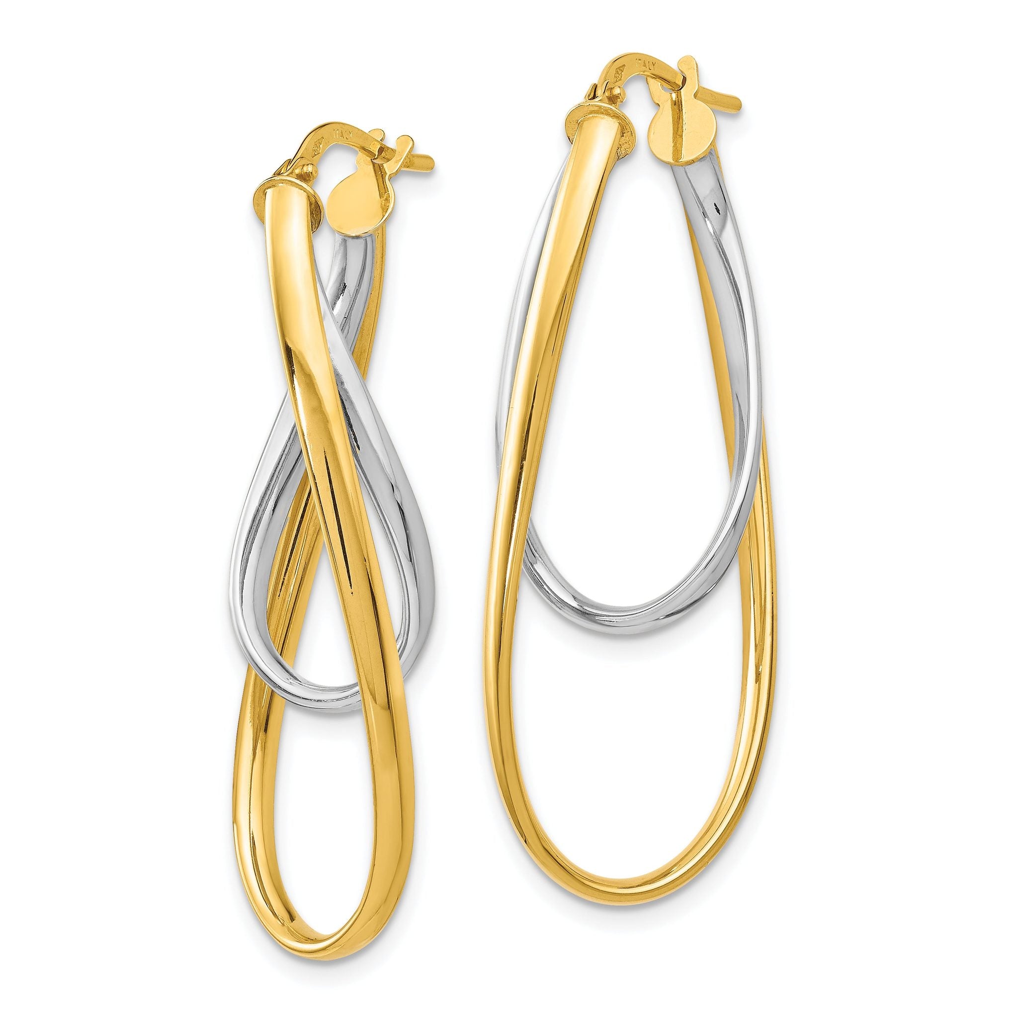 14K Two-Tone Polished Hoop Earrings