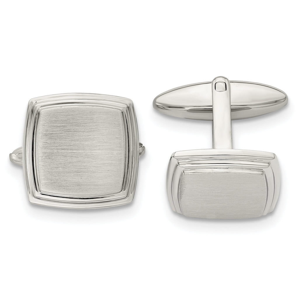 Stainless Steel Brushed & Polished Square Cuff Links