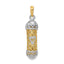 14K Two-Tone Gold 3D Mezuzah Pendant with Polished Shin Charm