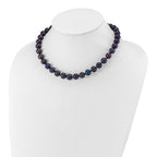 Sterling Silver Rhodium-plated 10-11mm Black Near-Round Freshwater Cultured Pearl 16 inch Necklace