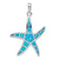 Sterling Silver 925 Opal Starfish Pendant with Rhodium-Plated Finish
