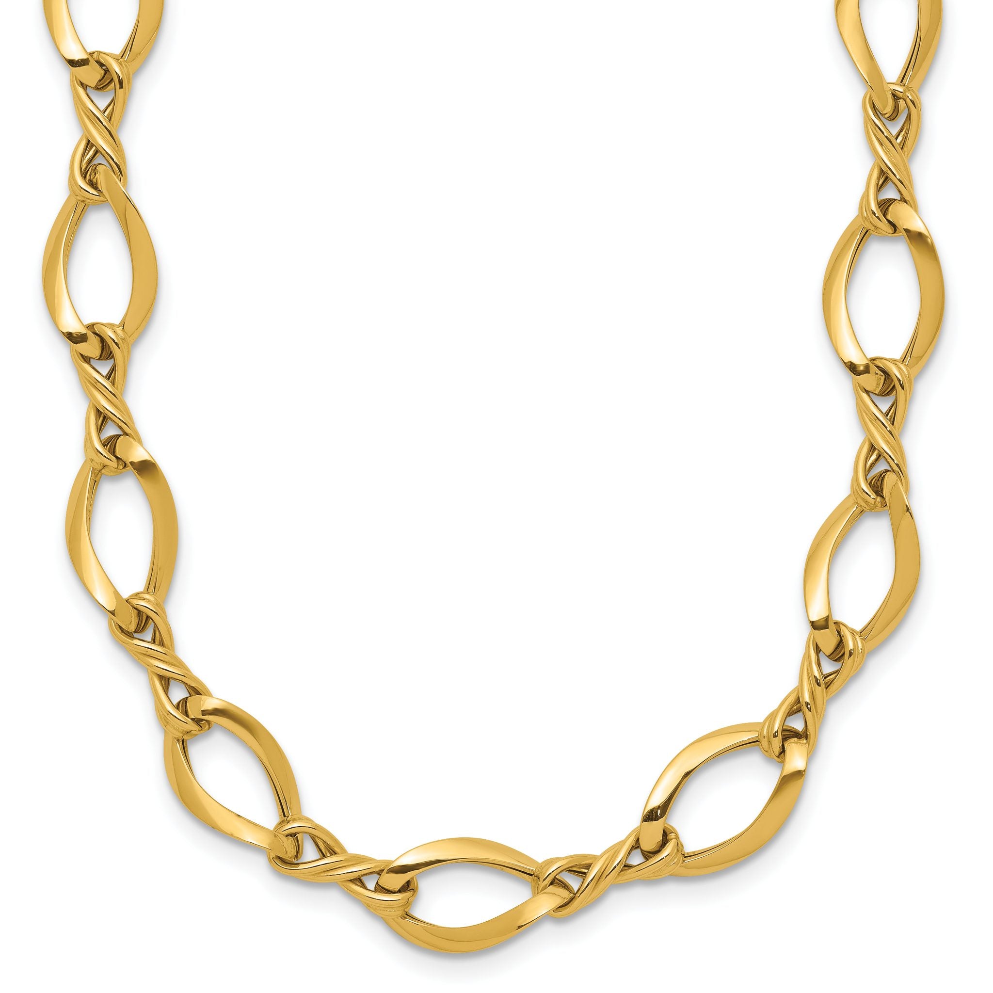 14K Gold Fancy Link Necklace with Polished Twisted Design Main image