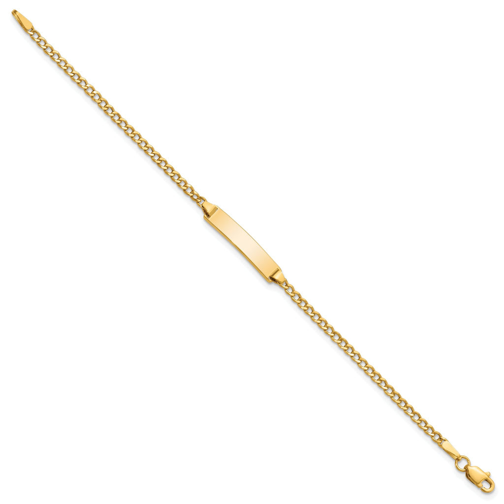 10K Semi-Solid Chain/Solid Plate Cuban Link 20x4.5mm Plate 5.5 inch Baby/Child ID Bracelet