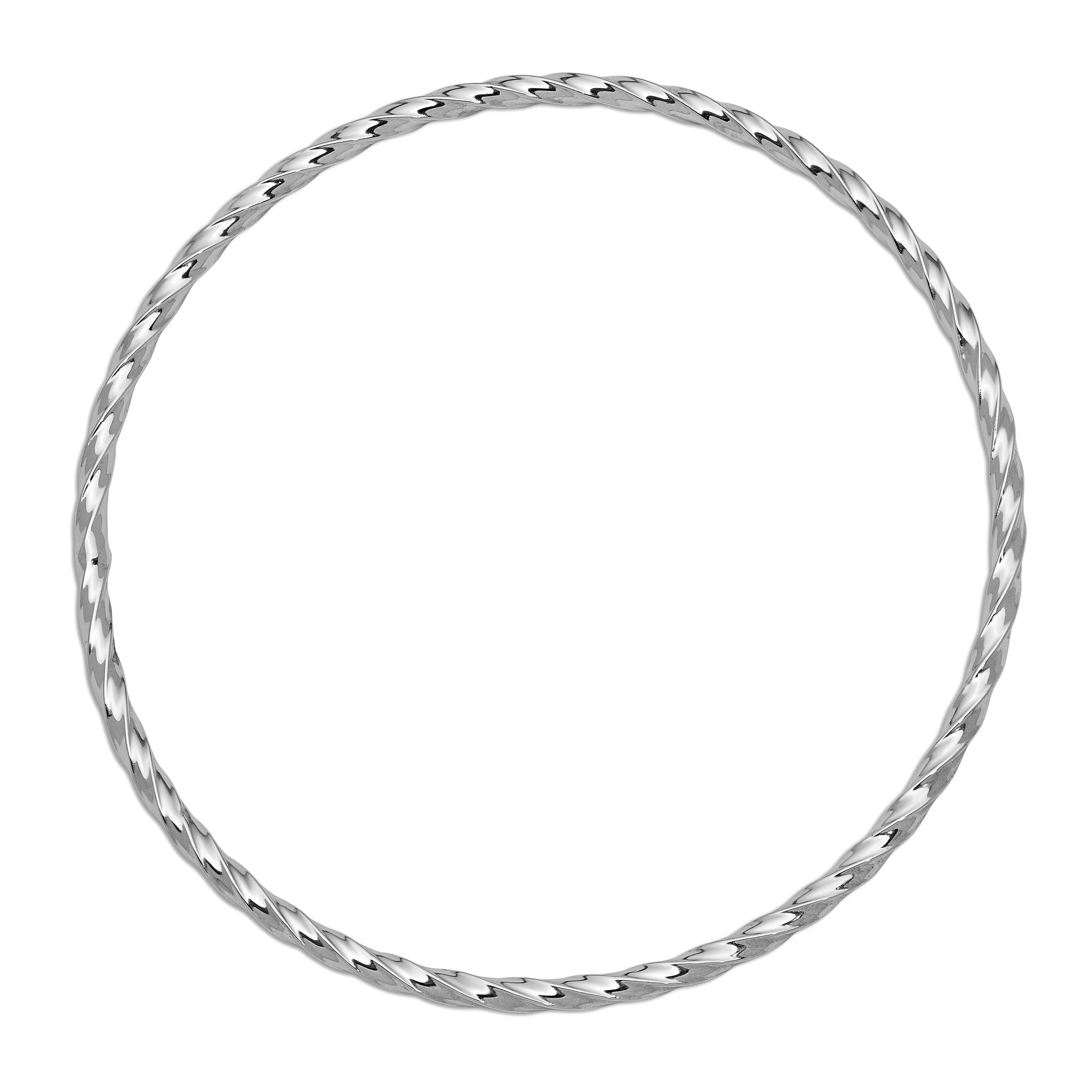 14k White Gold 2.50mm Twisted Slip-on Bangle Secondary image