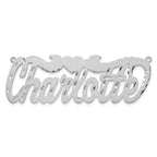 SS/Rhodium-plated Satin Diamond-cut Heart Name Plate