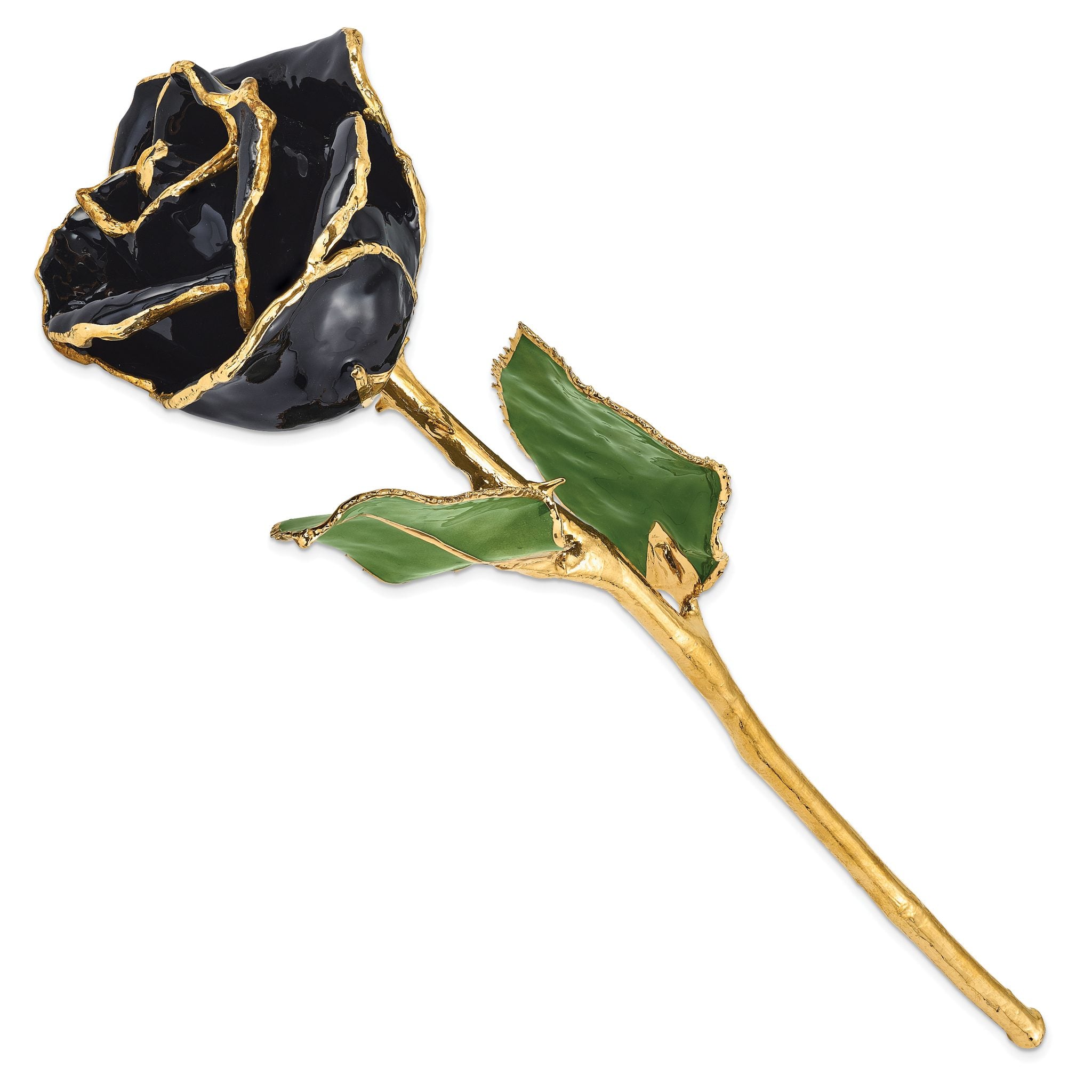 Lacquer Dipped Gold Trimmed Black Real Rose Secondary image