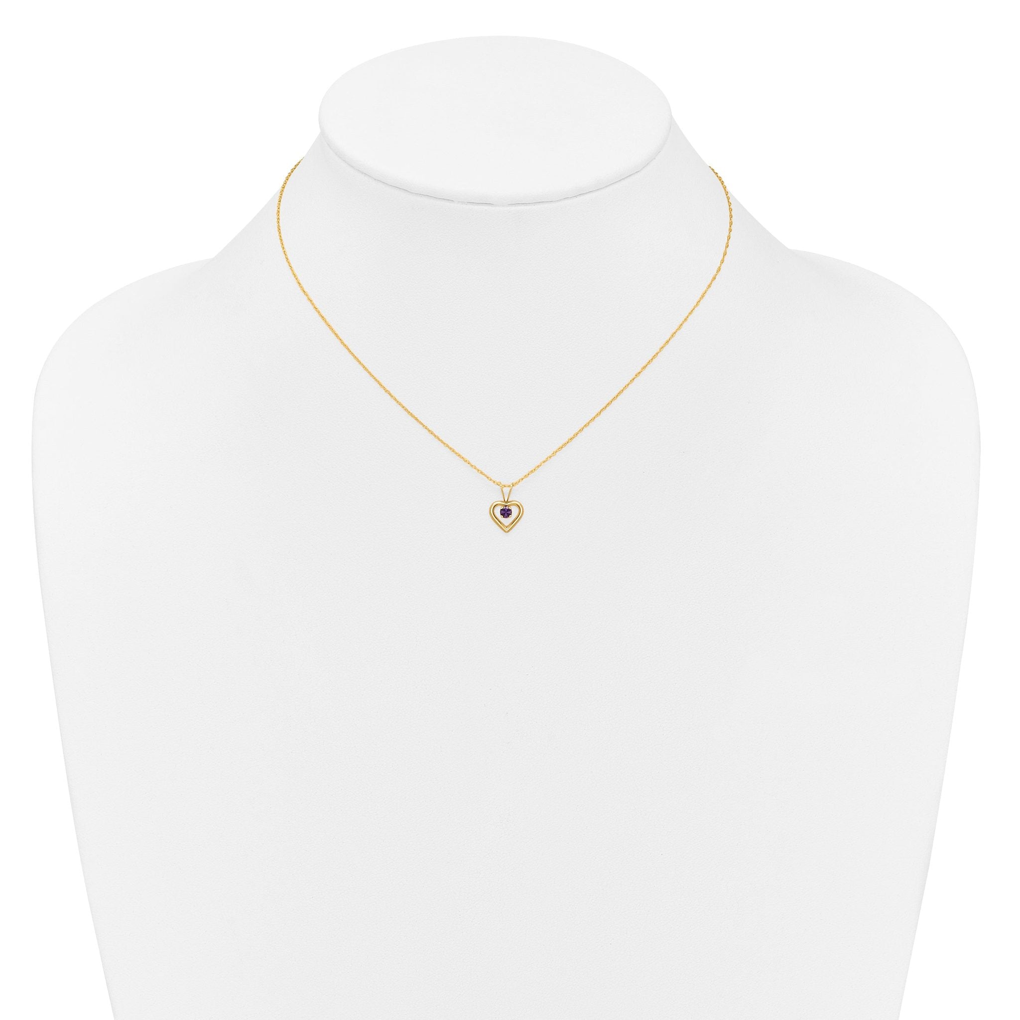 10k Madi K 3mm Amethyst Heart Birthstone Necklace